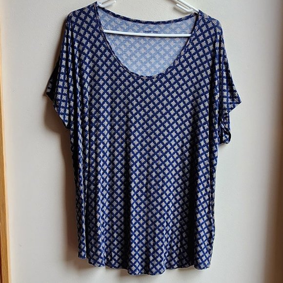 Land's End Geometric Print Scoop Neck Jersey Size Large - Picture 1 of 12
